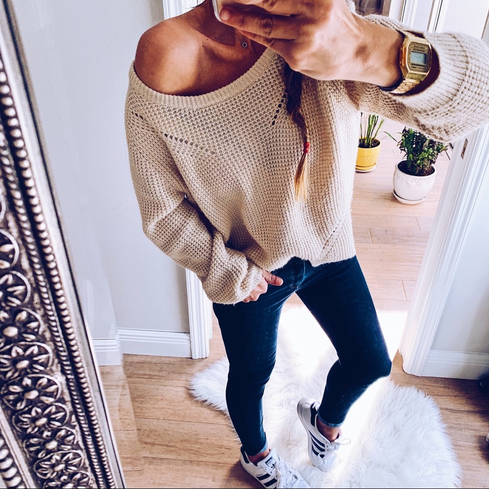 POL Lace Bow Oversized Sweater